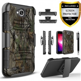 LG X Power 2 Case, Dual Layers [Combo Holster] Case And Built-In Kickstand Bundled with [Premium Screen Protector] Hybird Shockproof And Circlemalls Stylus Pen (Camo)
